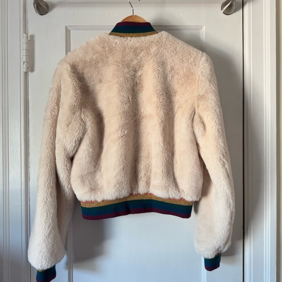 Spiritual Gangster Cream Furry Bomber Jacket - Picture 12 of 13